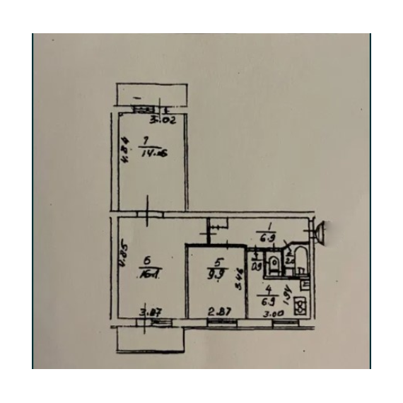 Купити 3 квартиру Йорданська 22 П3-7975 - план