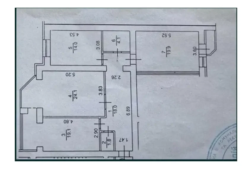 Продаж 3 к кв Здановської 60А П3-7977 План